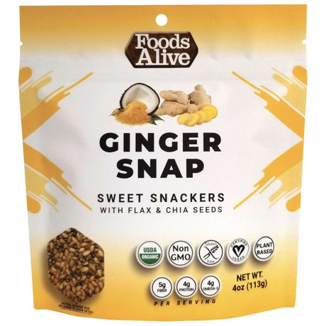 FOODS ALIVE: Cracker Gngrsnp Flax&Chia, 4 oz - #tag1# - #tag2#