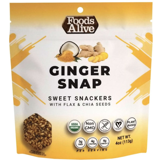 FOODS ALIVE: Cracker Gngrsnp Flax&Chia, 4 oz - #tag1# - #tag2#