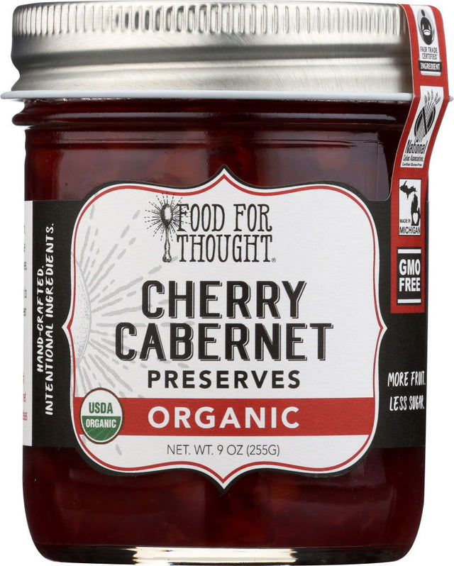 FOOD FOR THOUGHT: Organic Cherry Cabernet Preserves, 9 oz - #tag1# - #tag2#