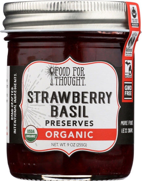FOOD FOR THOUGHT: Organic Strawberry Basil Preserves, 9 oz - #tag1# - #tag2#