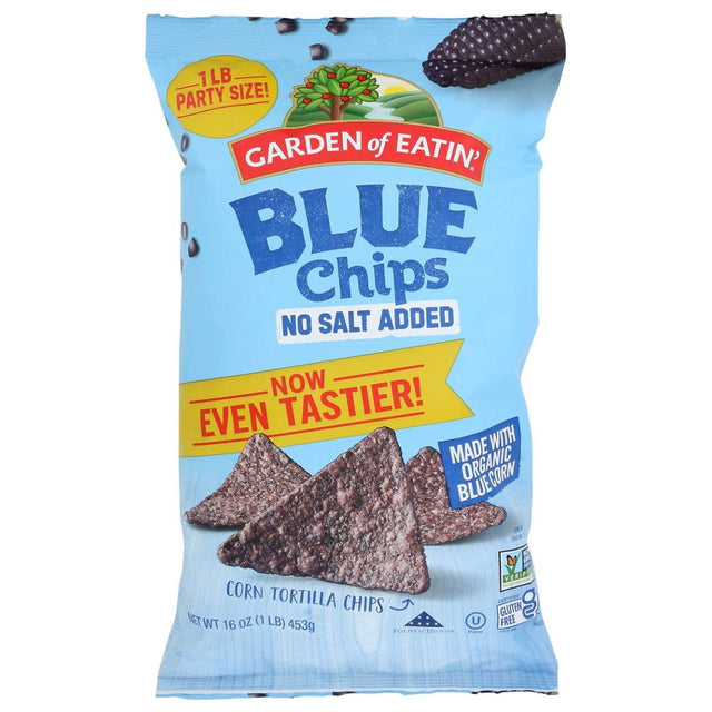 GARDEN OF EATIN: Blue Corn Tortilla Chips No Added Salt, 16 oz - Sunshine Co Op. - #tag1# - #tag2# - #tag3# - #tag4#
