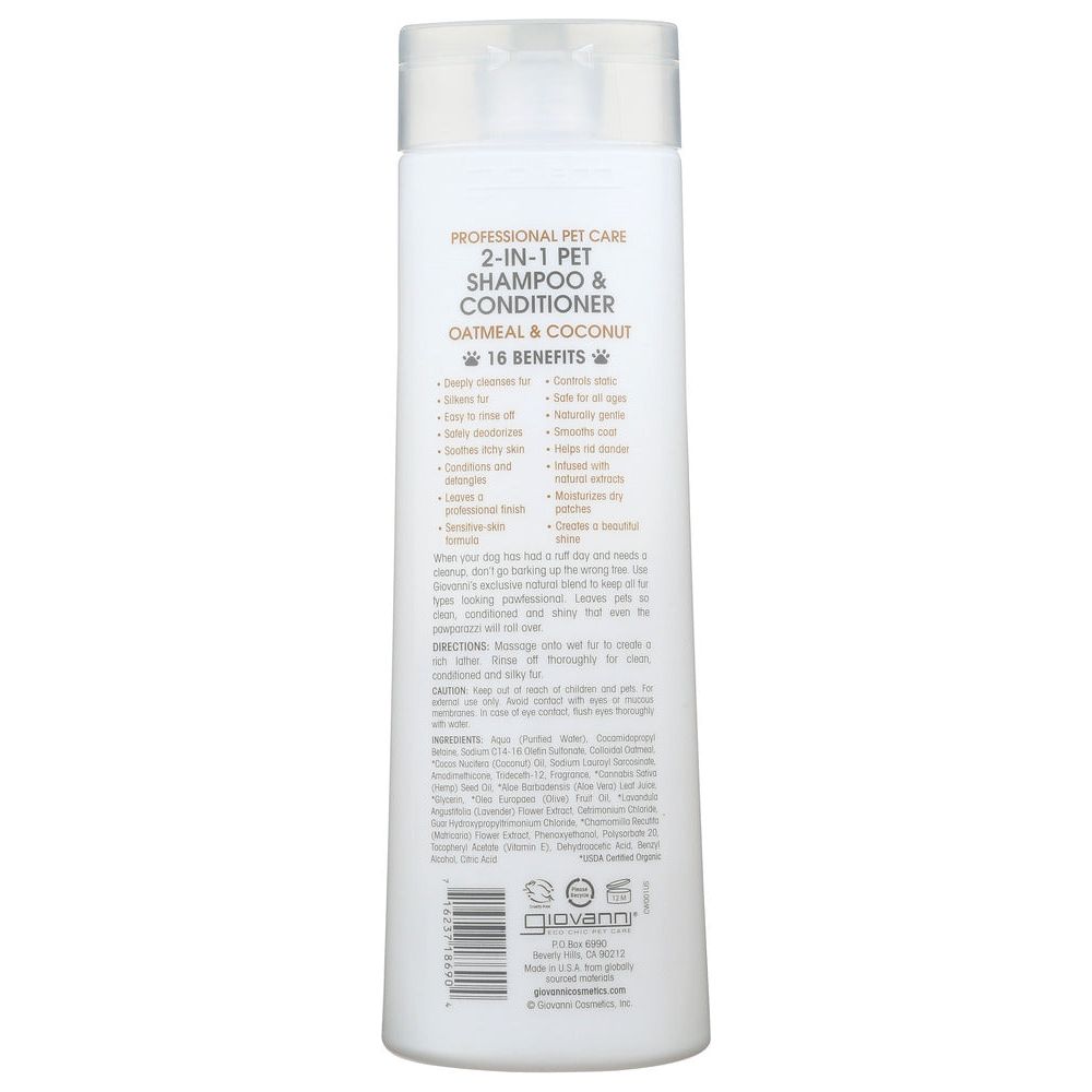 GIOVANNI COSMETICS: Pet 2 in 1 Shampoo and Conditioner Oatmeal Coconut, 16 oz - #tag1# - #tag2#