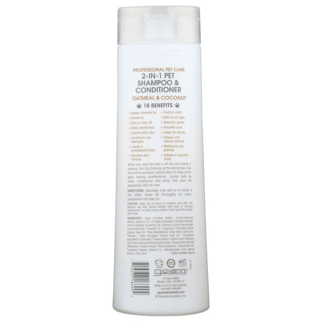 GIOVANNI COSMETICS: Pet 2 in 1 Shampoo and Conditioner Oatmeal Coconut, 16 oz - #tag1# - #tag2#