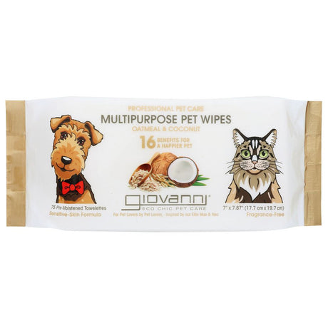 GIOVANNI COSMETICS: Pet Wipes Oatmeal Coconut, 75 pc - #tag1# - #tag2#