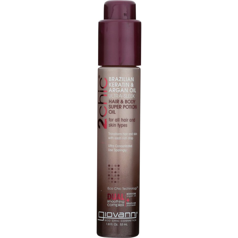 GIOVANNI COSMETICS: Ultra-Sleek Hair & Body Super Potion Brazilian Keratin & Argan Oil, 1.8 oz - #tag1# - #tag2#