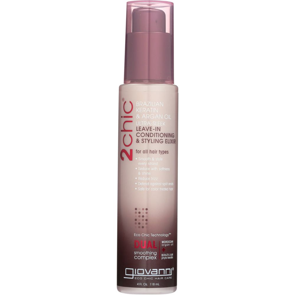 GIOVANNI COSMETICS: Ultra-Sleek Leave-In Conditioner Brazilian Keratin & Argan Oil, 4 oz - #tag1# - #tag2#
