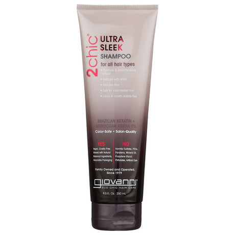 GIOVANNI COSMETICS: Ultra-Sleek Shampoo Brazilian Keratin & Argan Oil, 8.5 oz - #tag1# - #tag2#