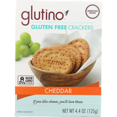 GLUTINO: Gluten Free Crackers Cheddar, 4.4 oz - #tag1# - #tag2#