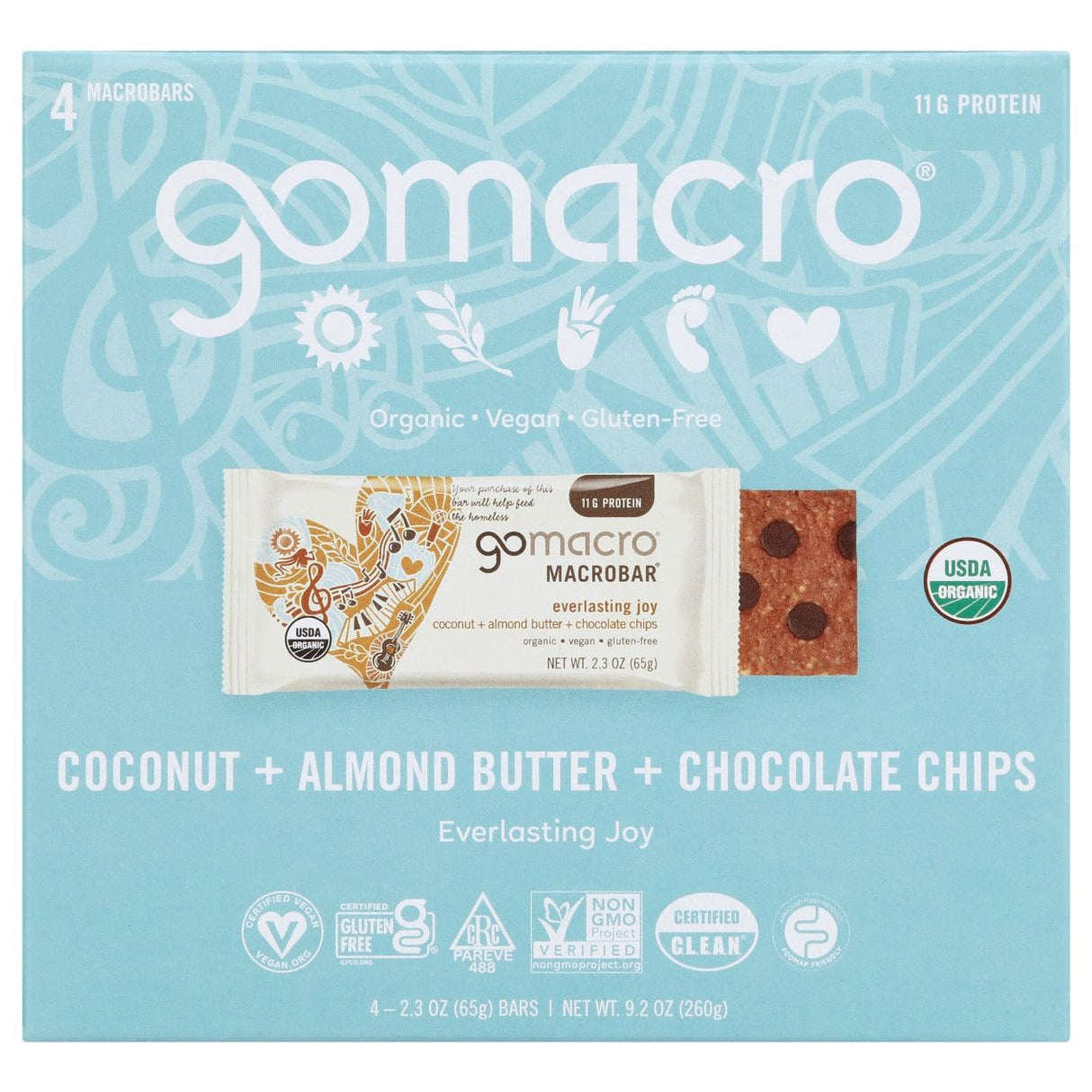 GOMACRO: Bar Ccnt Almnd Btr Ch Chp, 9.2 OZ - #tag1# - #tag2#