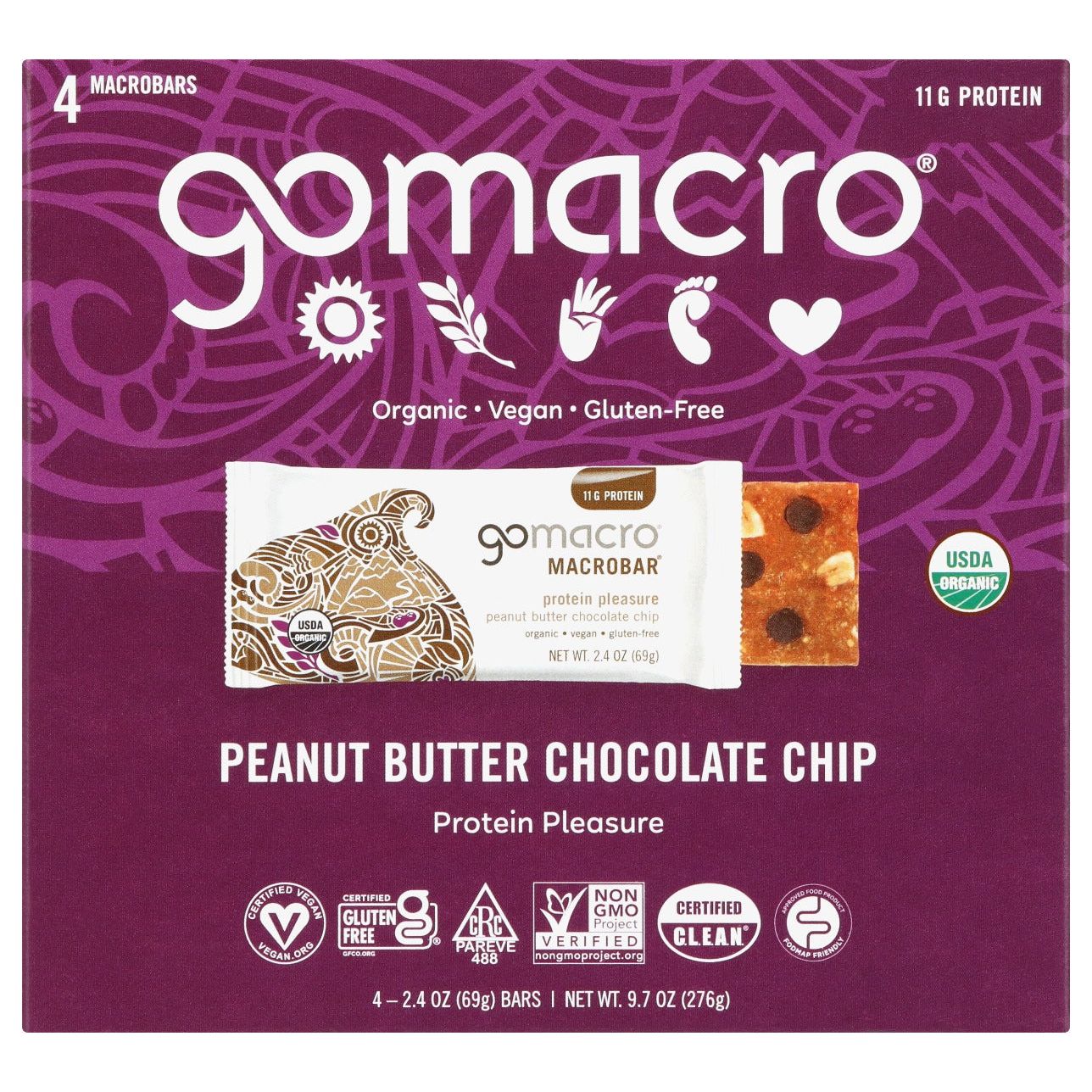 GOMACRO: Bar Pb Chc Chp 4Ct Org, 9.6 OZ - #tag1# - #tag2#