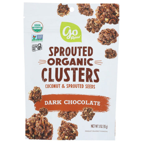 GO RAW: Clusters Chocolate Dark, 3 OZ - #tag1# - #tag2#