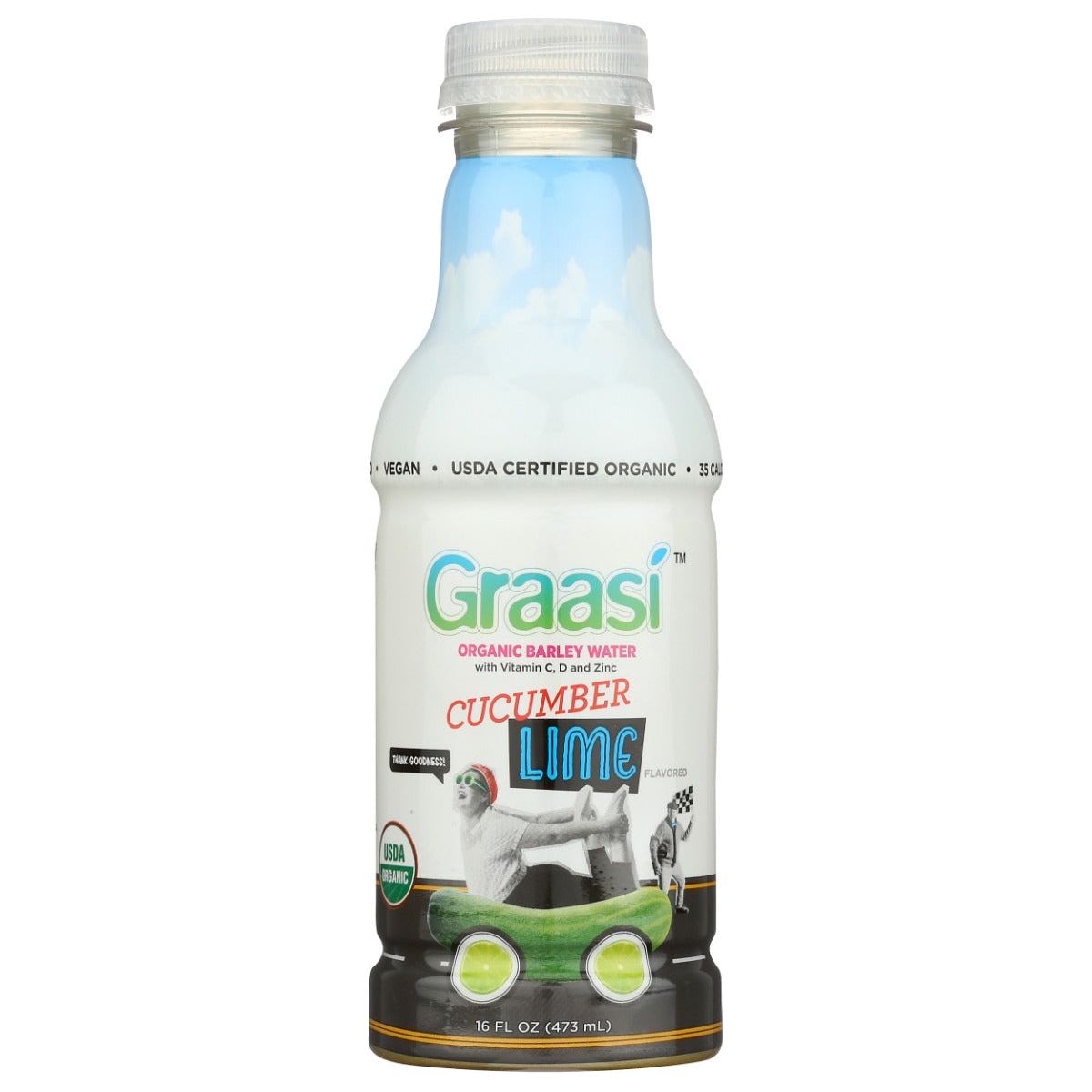 GRAASI: Cucumber Lime Barley Grass Water, 16 fo - #tag1# - #tag2#