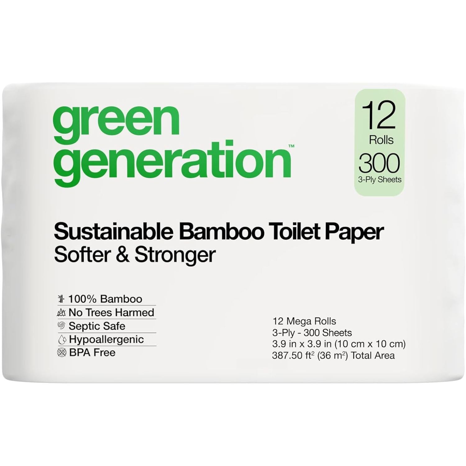 GREEN GENERATION: Bamboo Toilet Paper 12 rolls, 1 ea - #tag1# - #tag2#