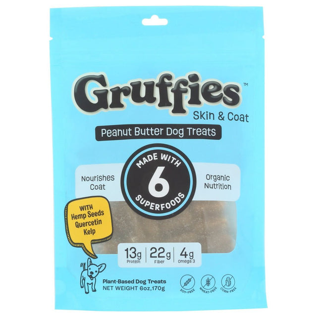 GRUFFIES: Skin and Coat Peanut Butter Dog Treat, 6 oz - #tag1# - #tag2#