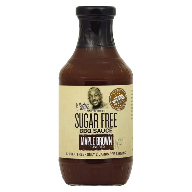 G HUGHES: Sugar Free Barbecue Sauce Maple Brown Flavor, 18 oz - Sunshine Co Op. - #tag1# - #tag2# - #tag3# - #tag4#
