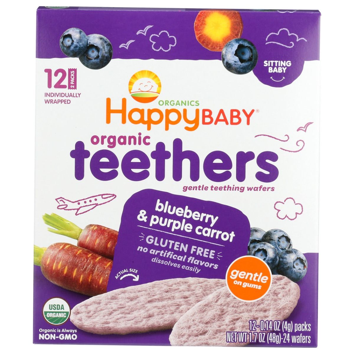 HAPPY BABY: Blueberry and Purple Carrot Teethers, 1.7 oz - #tag1# - #tag2#