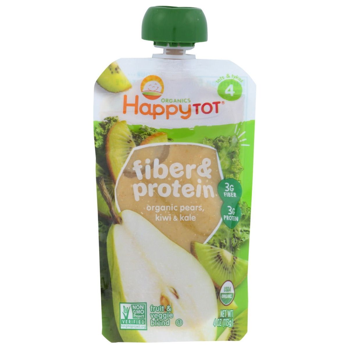 HAPPY BABY: Fiber & Protein Pears, Kiwi & Kale, 4 oz - Sunshine Co Op. - #tag1# - #tag2# - #tag3# - #tag4#