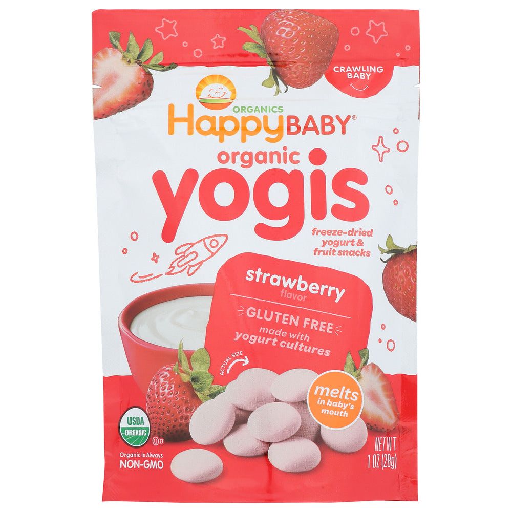 HAPPY BABY: Organic Yogis Yogurt and Fruit Snacks Strawberry, 1 oz - #tag1# - #tag2#