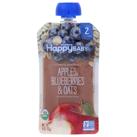 HAPPY BABY: Stage 2 Apple Blueberry and Oats Organic Baby Food, 4 oz - #tag1# - #tag2#