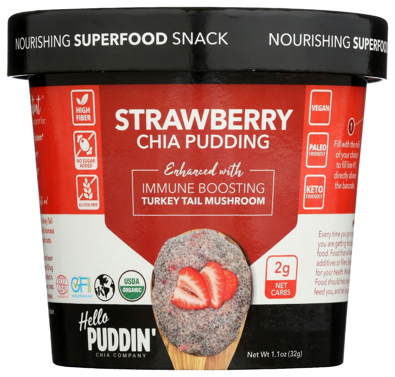HELLO PUDDIN: Pudding Chia Strwb Turktl, 1.1 oz - #tag1# - #tag2#
