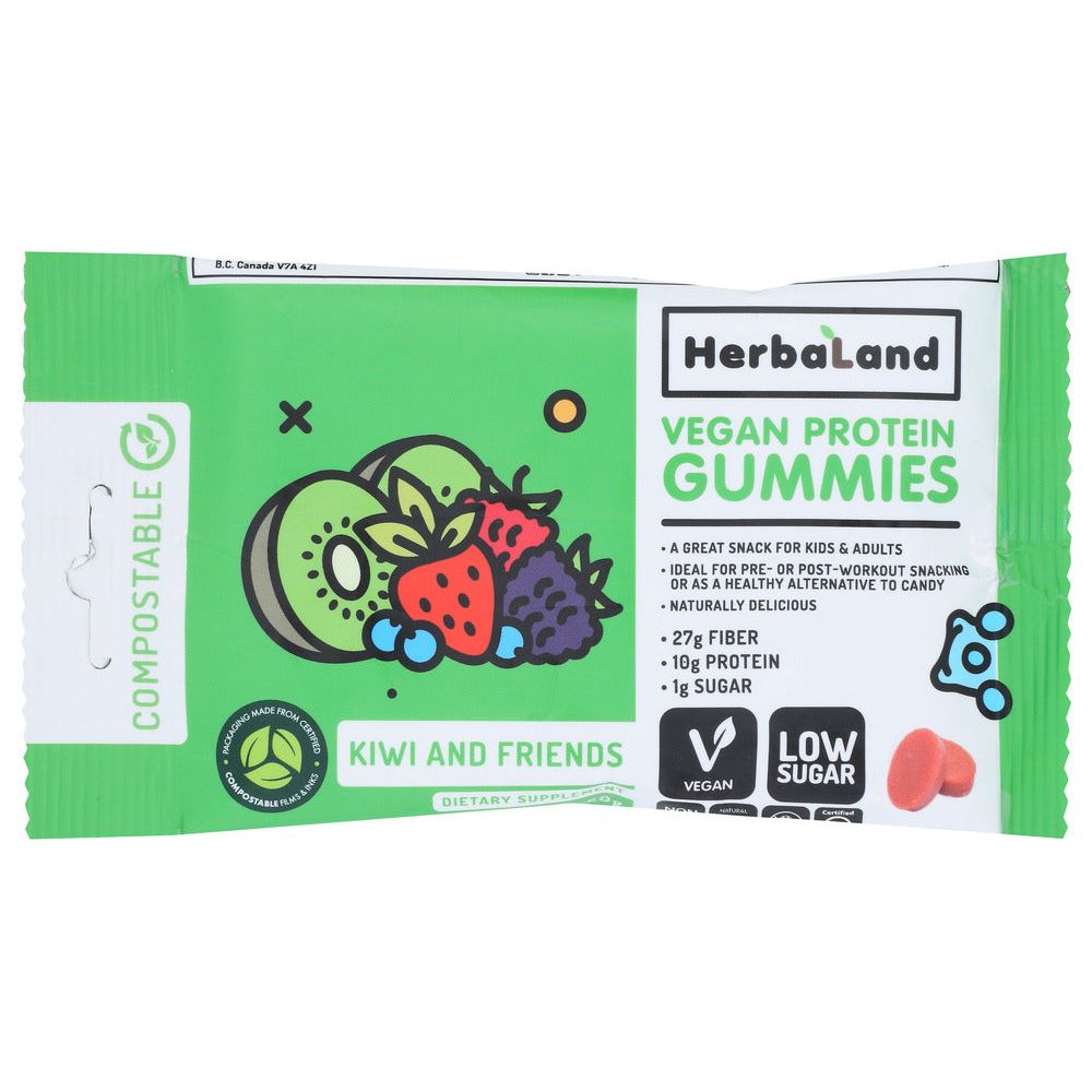 HERBALAND: Kiwi and Friends Vegan Protein Gummies, 50 gm - #tag1# - #tag2#