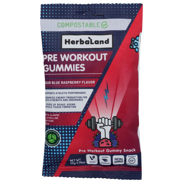HERBALAND: Preworkout Gummy Raspbry, 50 gm - #tag1# - #tag2#