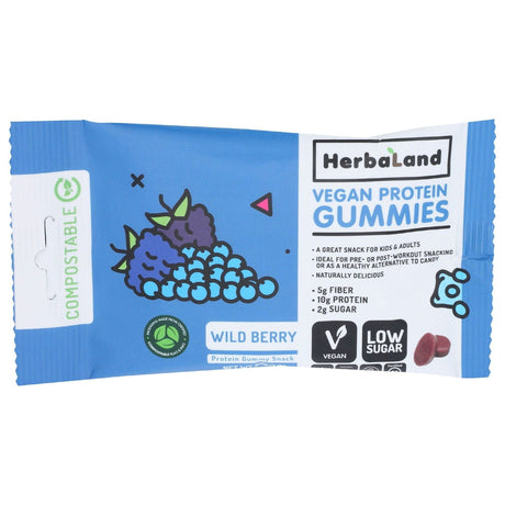 HERBALAND: Wild Berry Vegan Protein Gummies, 50 gm - #tag1# - #tag2#