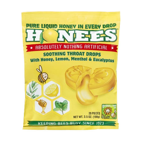 HONEES: Honey Lemon Menthol Eucalyptus Drops, 20 pc - #tag1# - #tag2#