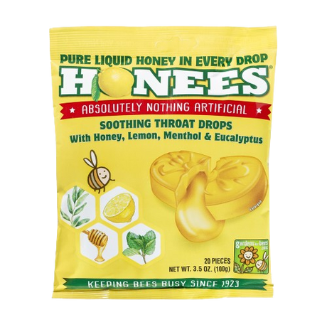 HONEES: Honey Lemon Menthol Eucalyptus Drops, 20 pc - #tag1# - #tag2#