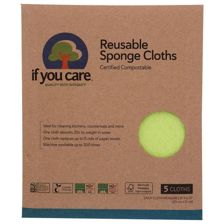 IF YOU CARE: Natural Sponge Cloths, 5 pc - Sunshine Co Op. - #tag1# - #tag2# - #tag3# - #tag4#