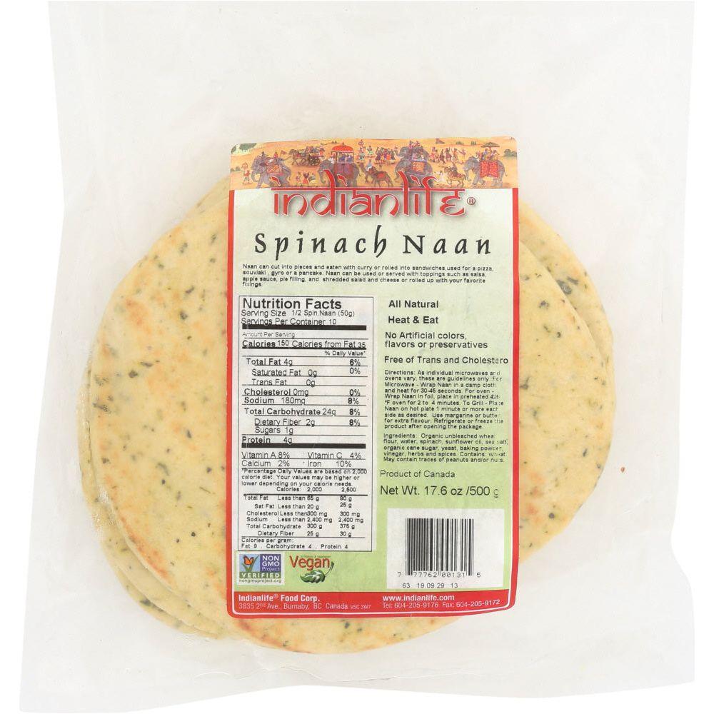 INDIANLIFE: Spinach Naan - Non GMO, 500 gm - #tag1# - #tag2#