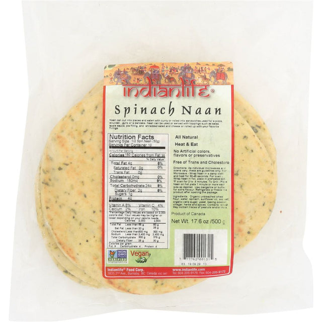 INDIANLIFE: Spinach Naan - Non GMO, 500 gm - #tag1# - #tag2#