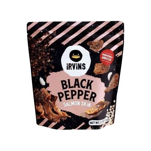 IRVINS: Black Pepper Salmon Skin, 3.7 oz - #tag1# - #tag2#