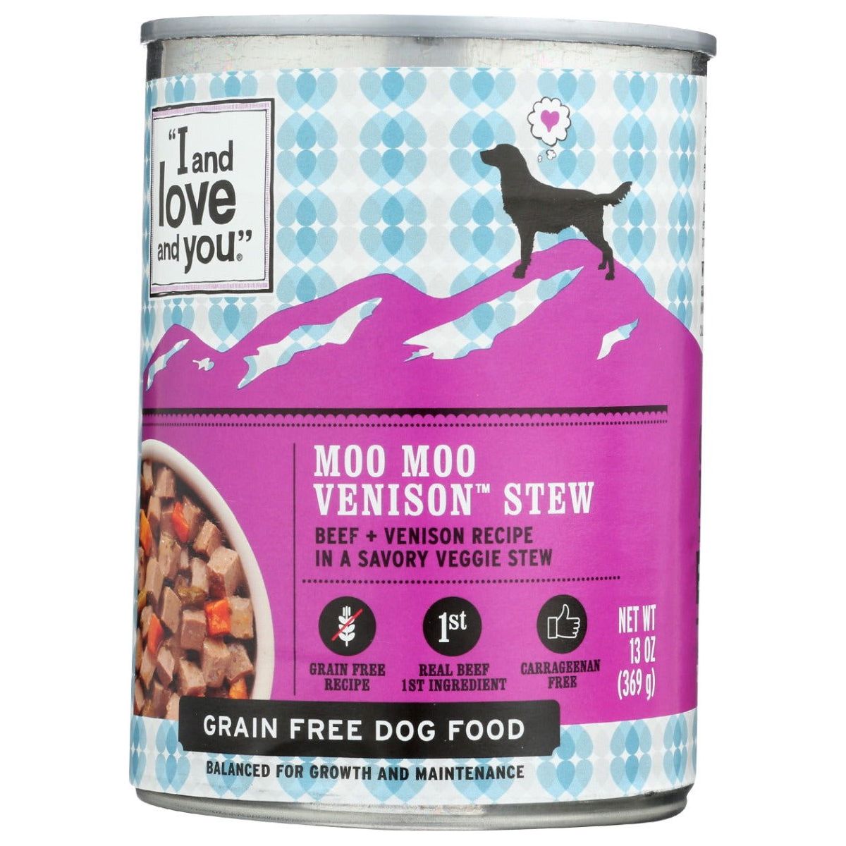 I&LOVE&YOU: Moo Moo Venison Stew Wet Canned Dog Food, 13 oz - Sunshine Co Op. - #tag1# - #tag2# - #tag3# - #tag4#