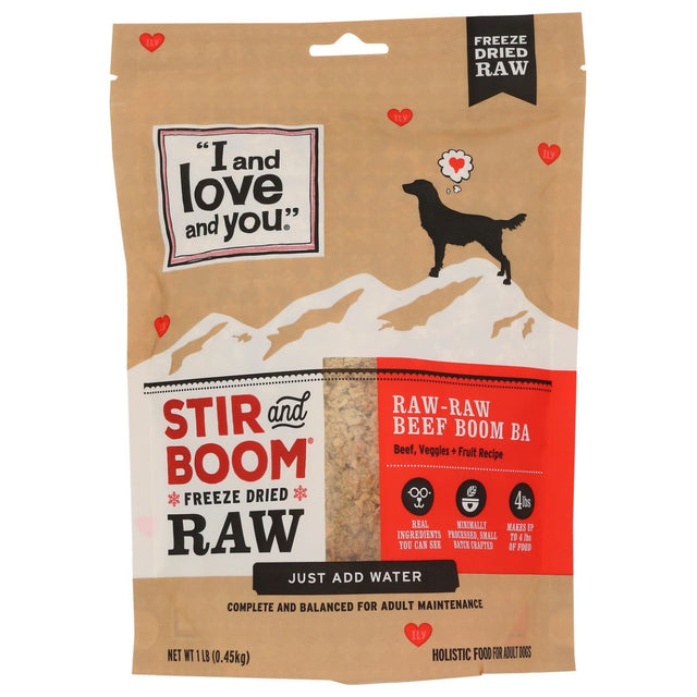 I&LOVE&YOU: Stir and Boom Raw Raw Beef Boom Ba Dog Food, 1 lb - #tag1# - #tag2#