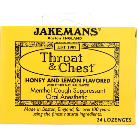 JAKEMANS: Lozenge Throat and Chest Honey and Lemon, 24 pc - Sunshine Co Op. - #tag1# - #tag2# - #tag3# - #tag4#
