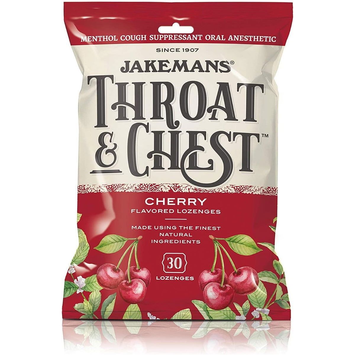 JAKEMANS: Lozenge Throat and Chest Menthol Cherry, 30 pc - Sunshine Co Op. - #tag1# - #tag2# - #tag3# - #tag4#