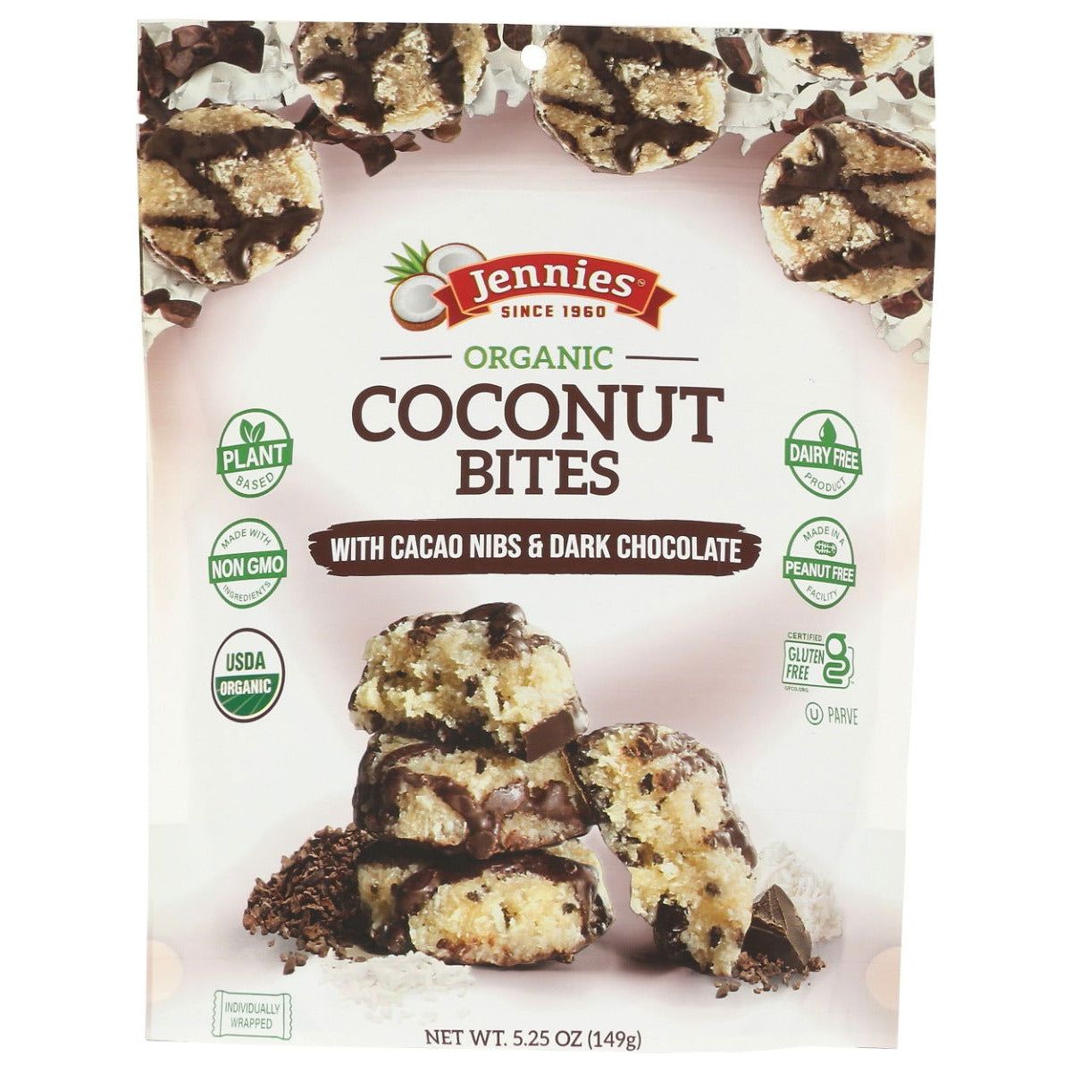 JENNIES: Organic Coconut Bites With Cacao Nibs, 5.25 oz - Sunshine Co Op. - #tag1# - #tag2# - #tag3# - #tag4#