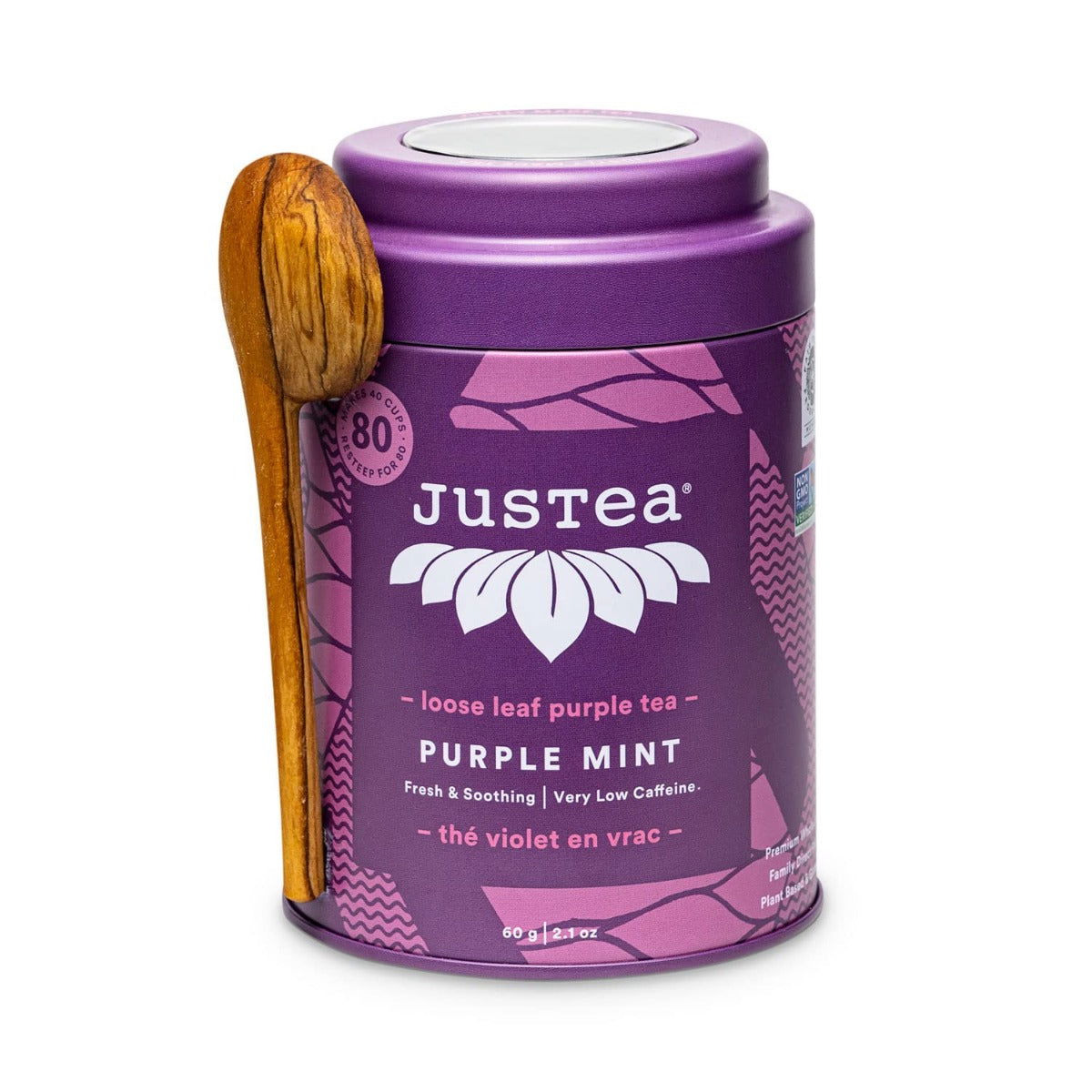 JUSTEA: Purple Mint Loose Tea, 2.1 oz - #tag1# - #tag2#