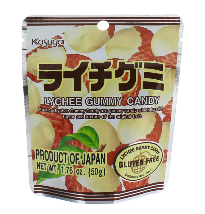 KASUGAI: Lychee Gummy Candy, 1.76 oz - #tag1# - #tag2#