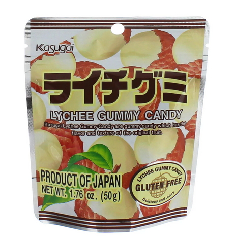 KASUGAI: Lychee Gummy Candy, 1.76 oz - #tag1# - #tag2#