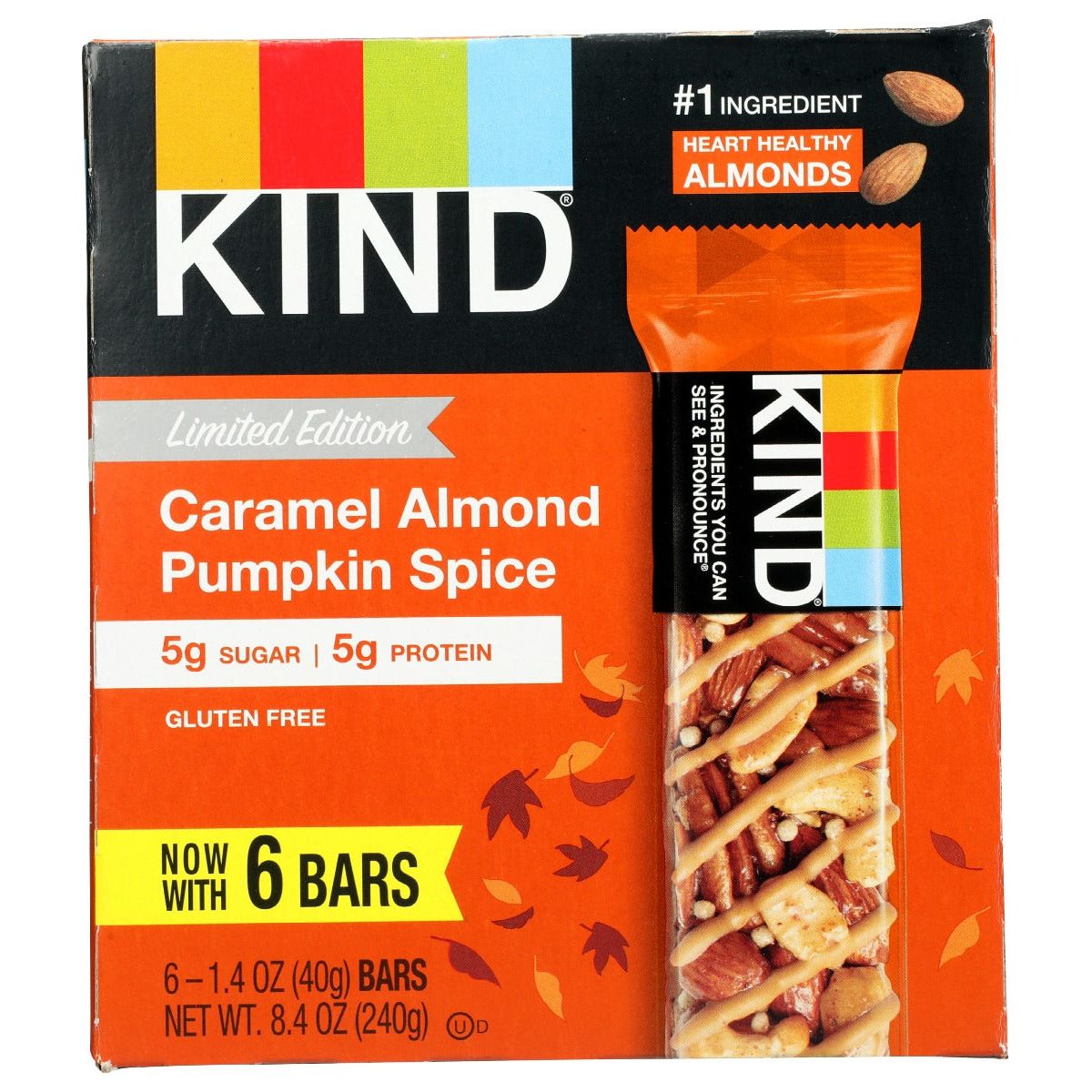 KIND: Caramel Almond Pumpkin Spice 6 Count Bars, 8.4 oz - #tag1# - #tag2#