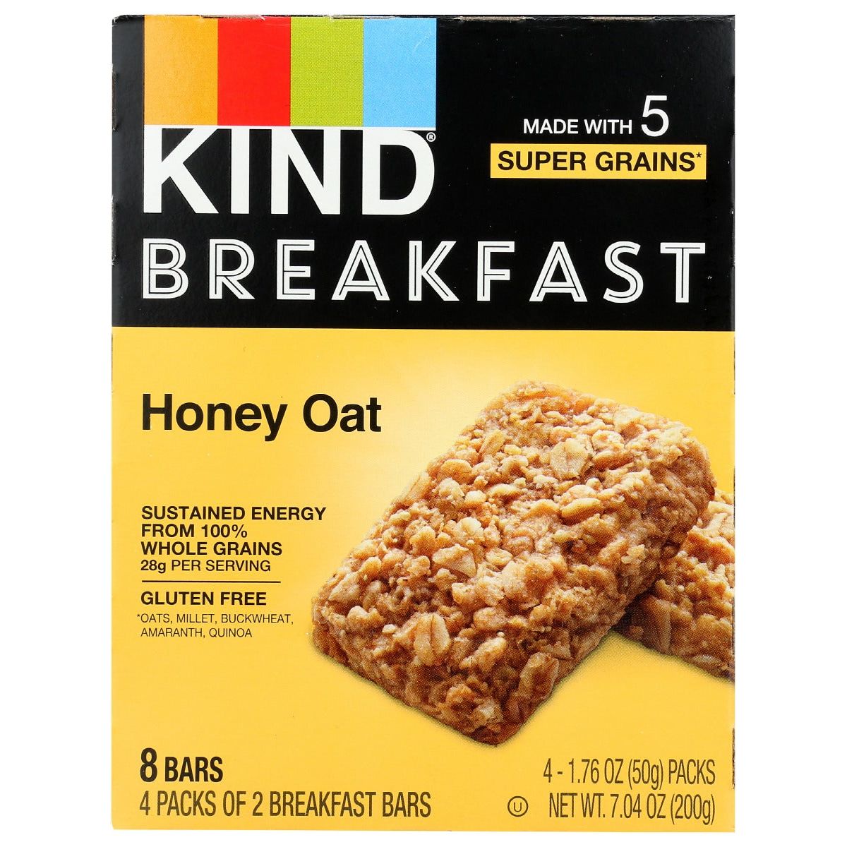 KIND: Honey Oat Breakfast Bars 4 Count, 7.04 oz - #tag1# - #tag2#