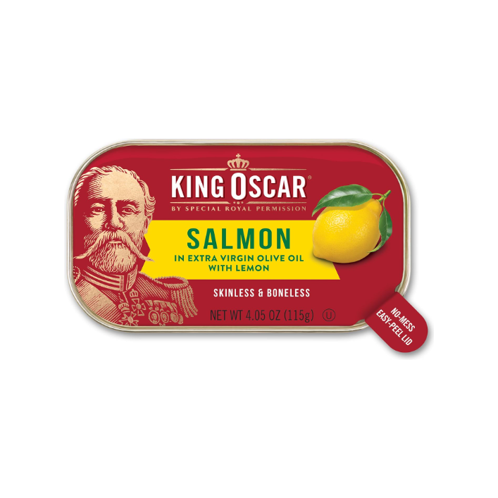 KING OSCAR: Atlantic Salmon In Extra Virgin Olive Oil With Lemon, 4.05 oz - #tag1# - #tag2#