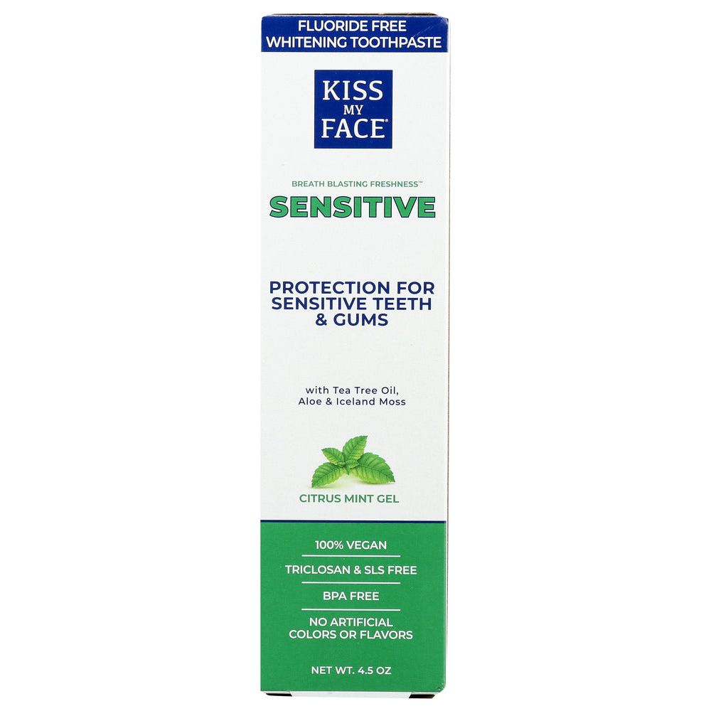 KISS MY FACE: Sensitive Flouride Free Whitening Mint Gel Toothpaste, 4.5 oz - #tag1# - #tag2#