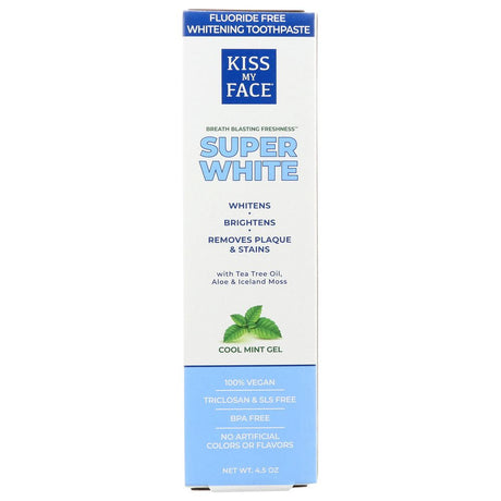 KISS MY FACE: Whitening Cool Mint Gel Fluoride Free Toothpaste, 4.5 oz - #tag1# - #tag2#