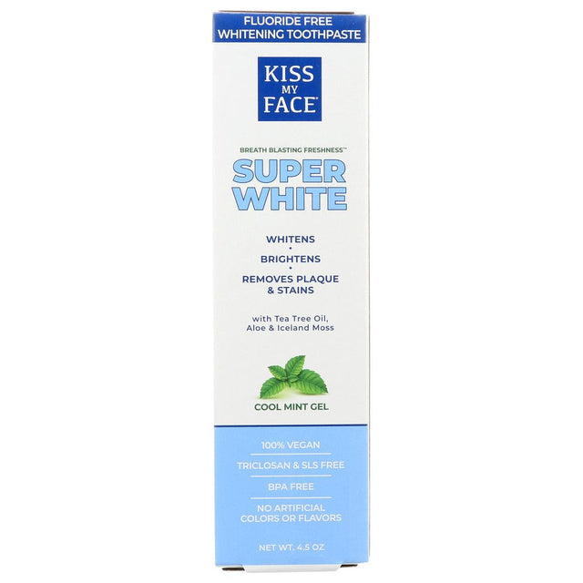 KISS MY FACE: Whitening Cool Mint Gel Fluoride Free Toothpaste, 4.5 oz - #tag1# - #tag2#