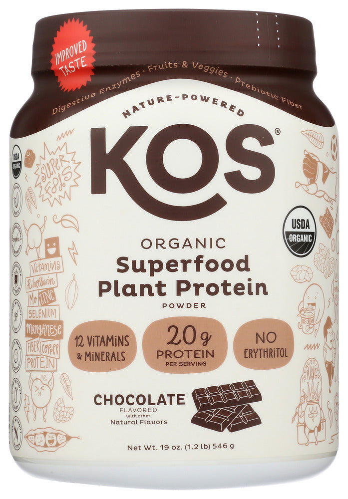 KOS: Chocolate Organic Plant Protein, 20.6 oz - #tag1# - #tag2#