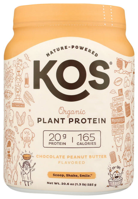 KOS: Chocolate Peanut Butter Organic Plant Protein, 20.6 oz - #tag1# - #tag2#