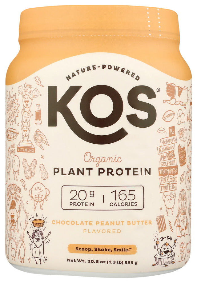 KOS: Chocolate Peanut Butter Organic Plant Protein, 20.6 oz - #tag1# - #tag2#